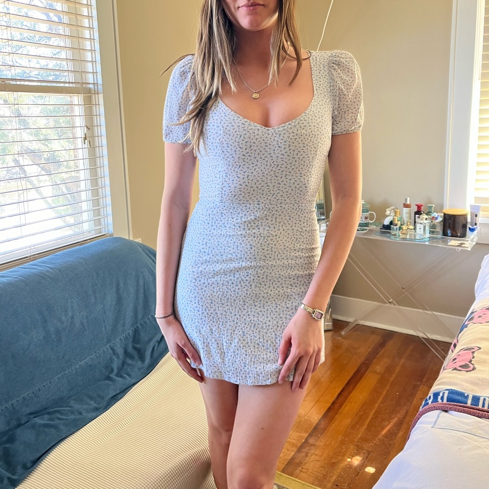 Blue floral mini dress
